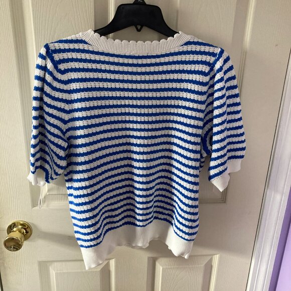 Women Short Sleeve Sweater Size Large Striped Draper James - Picture 5 of 6